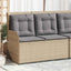 havebænk med hynder og lænefunktion polyrattan beige