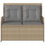 havebænk med hynder og lænefunktion polyrattan beige