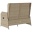 havebænk med hynder og lænefunktion polyrattan beige