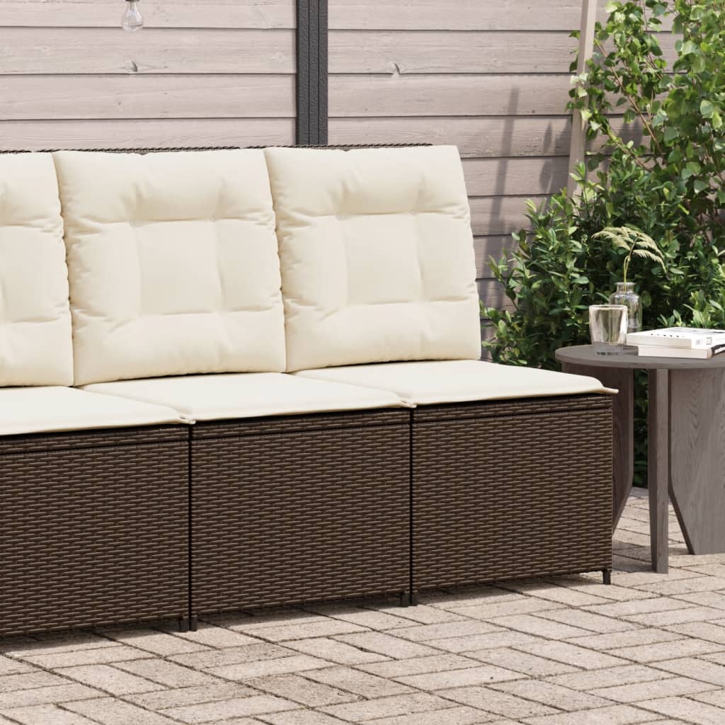 loungestol med hynder og lænefunktion polyrattan brun billede