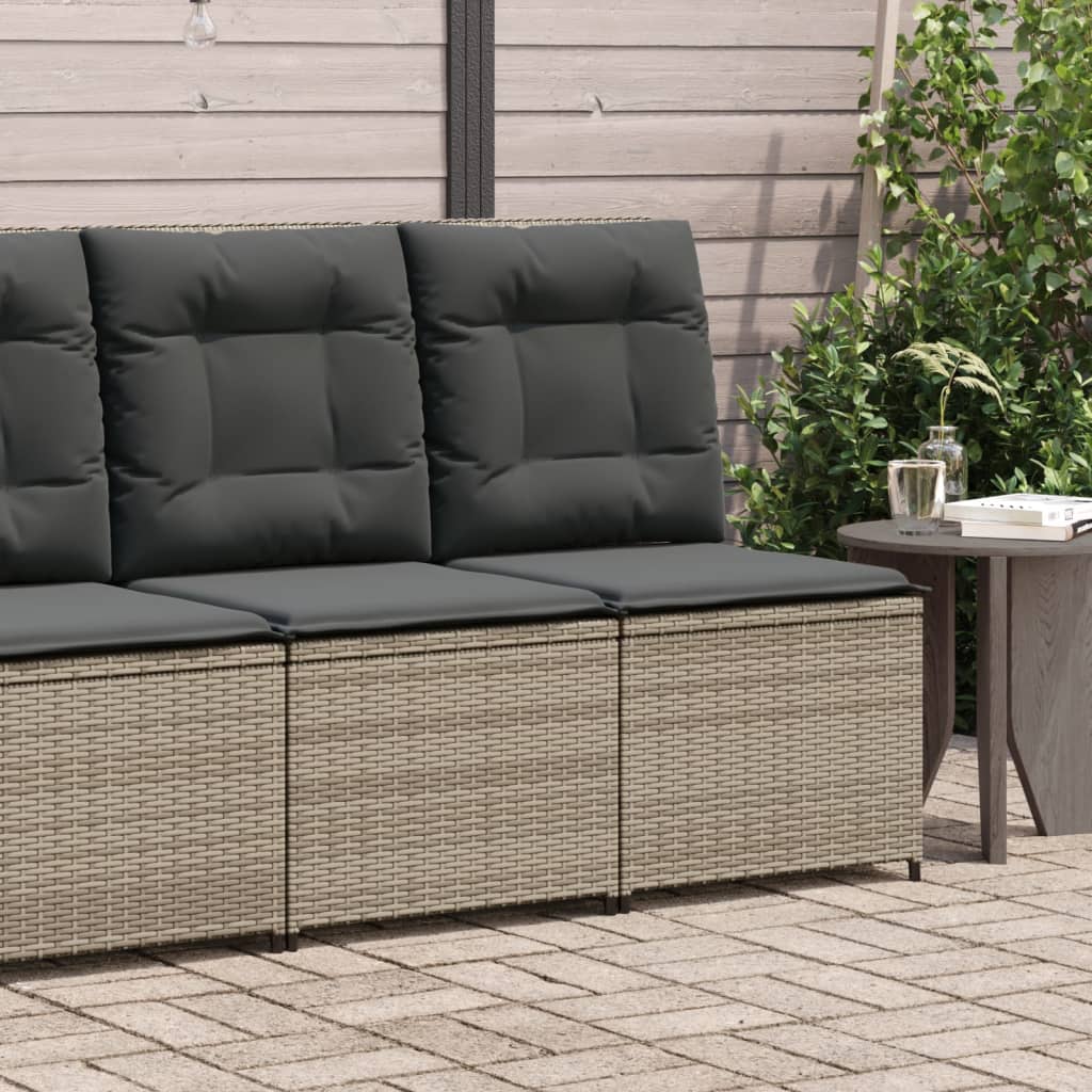 loungestol med hynder og lænefunktion polyrattan grå billede