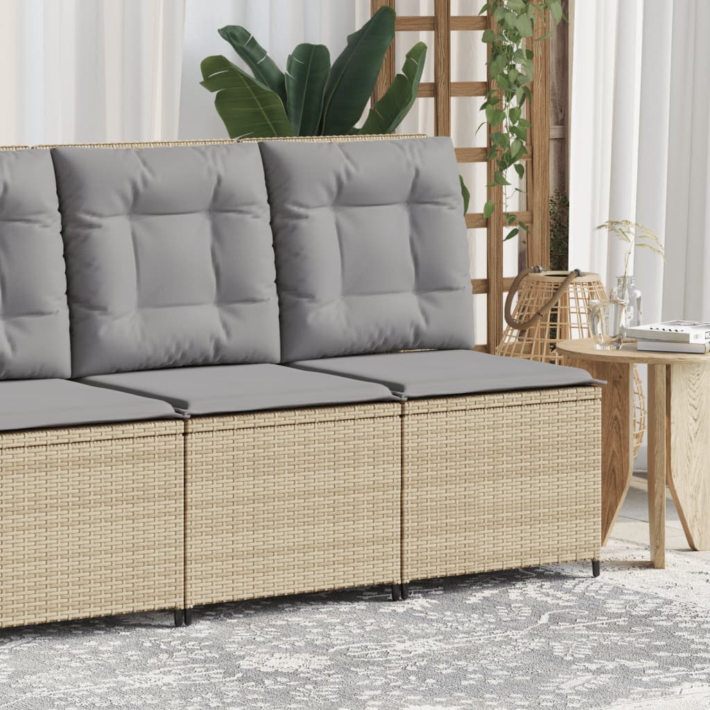 loungestol med hynder og lænefunktion polyrattan beige billede