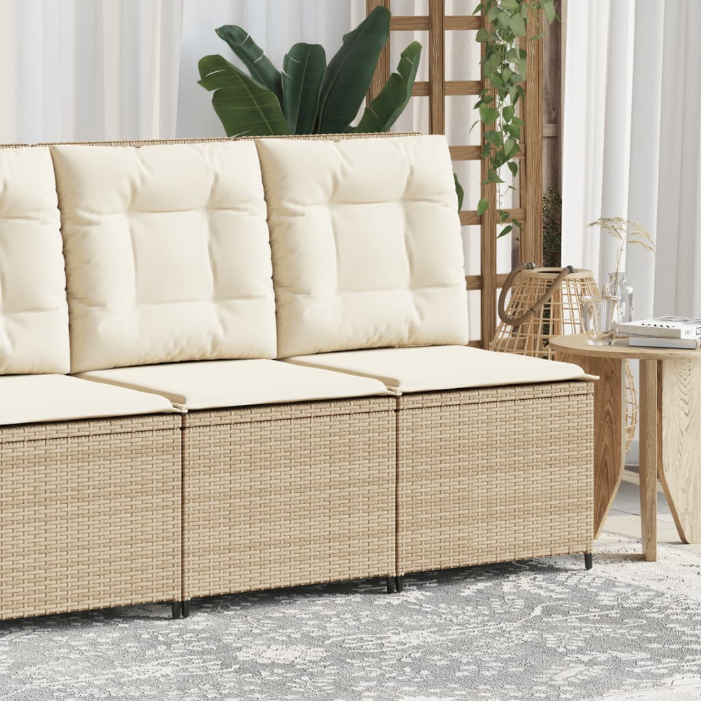 loungestol med hynder og lænefunktion polyrattan beige billede