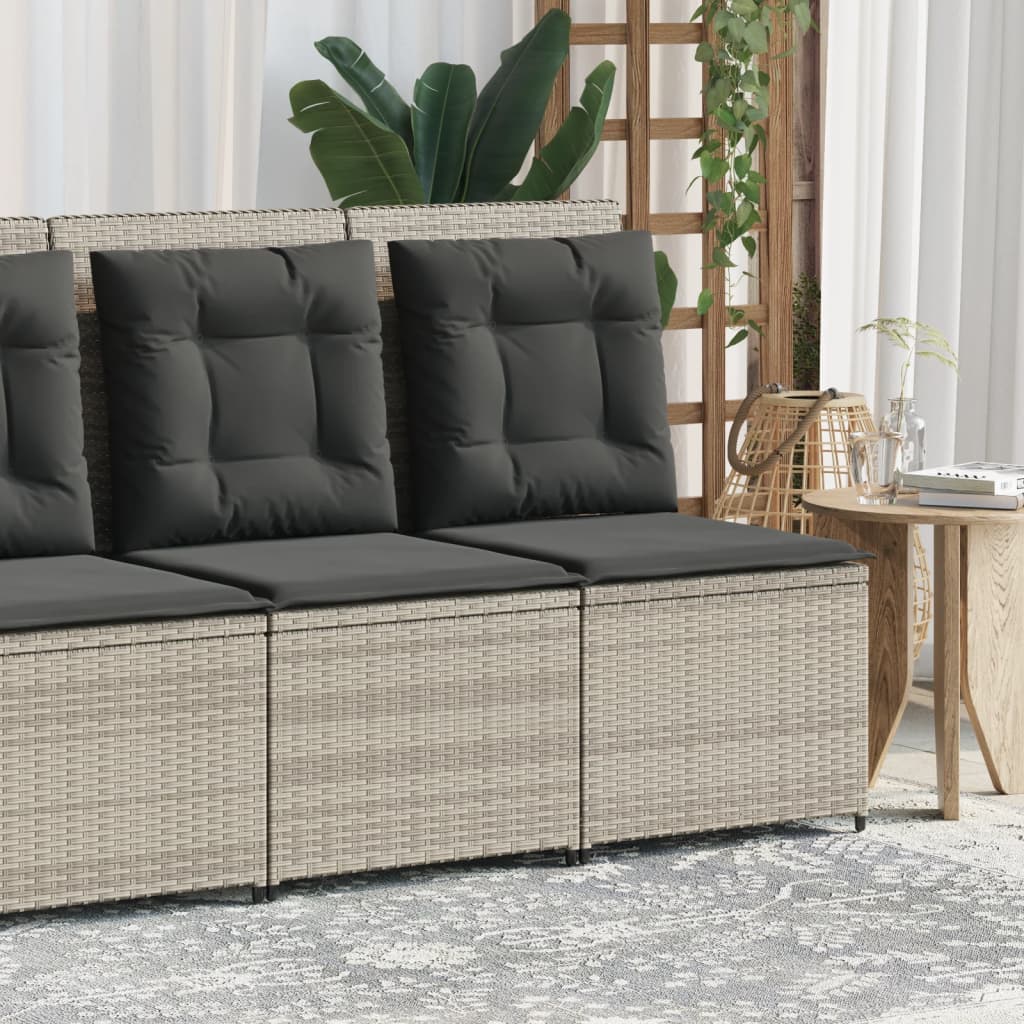 loungestol med hynder og lænefunktion polyrattan lysegrå billede