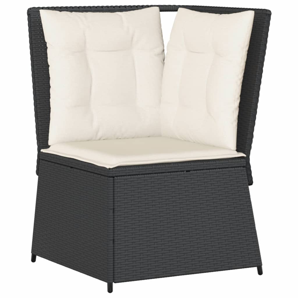 hjørnemodul til havesofa med hynder polyrattan sort