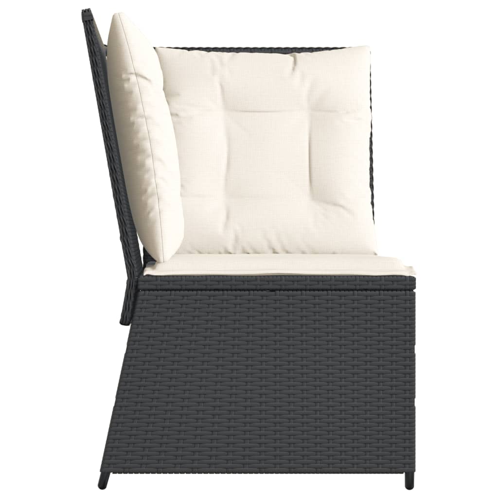 hjørnemodul til havesofa med hynder polyrattan sort