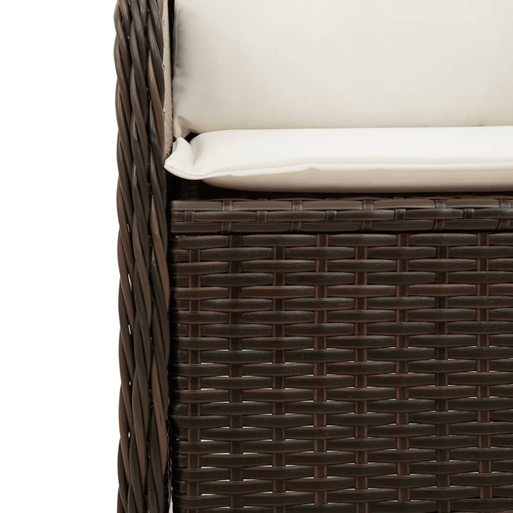 hjørnemodul til havesofa med hynder polyrattan brun