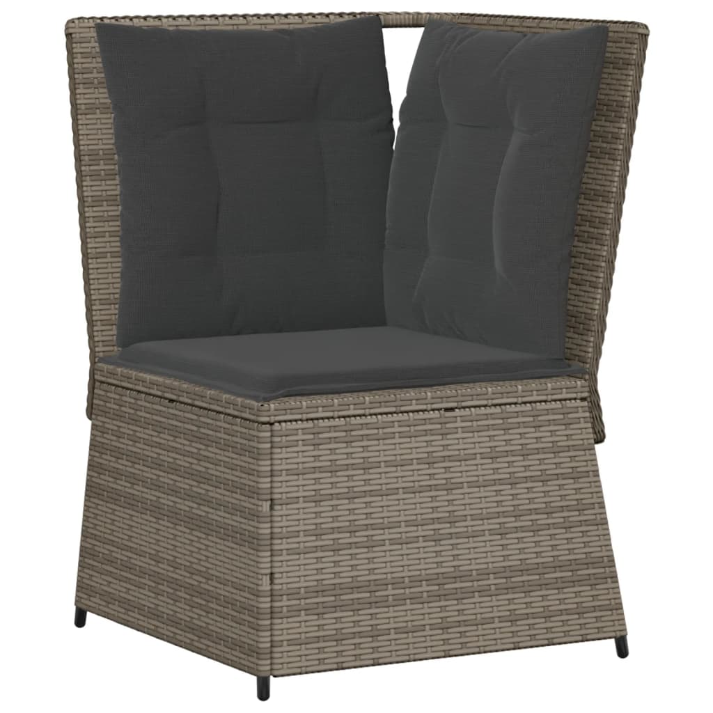hjørnemodul til havesofa med hynder polyrattan grå
