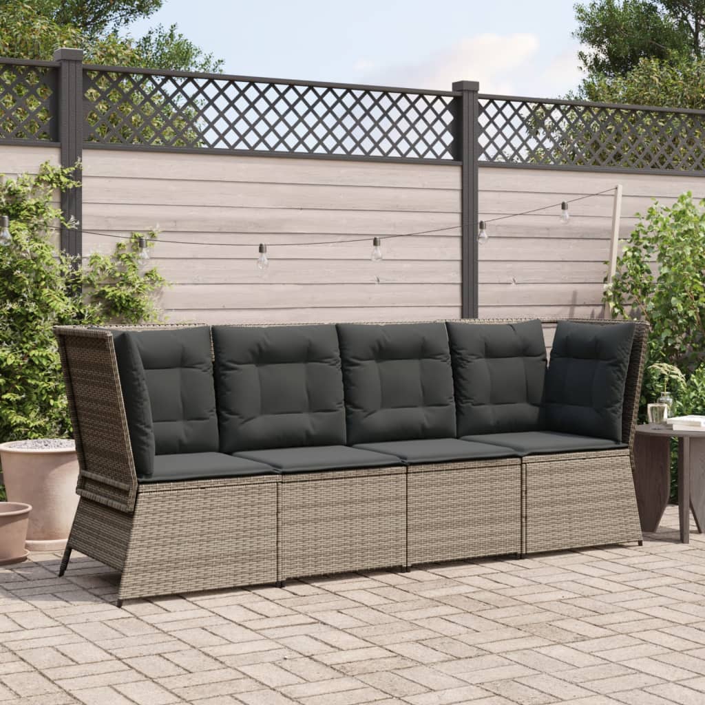 hjørnemodul til havesofa med hynder polyrattan grå