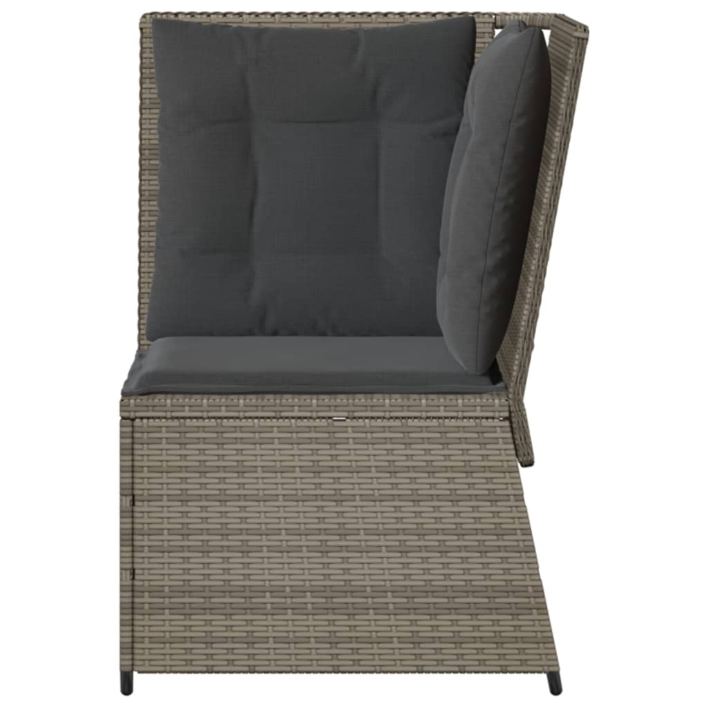 hjørnemodul til havesofa med hynder polyrattan grå