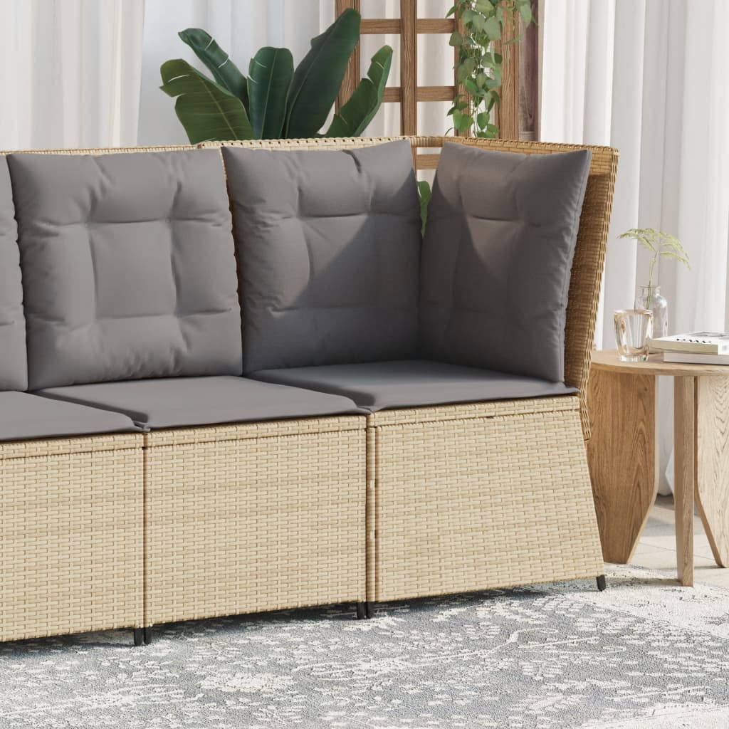 hjørnemodul til havesofa med hynder polyrattan beige billede