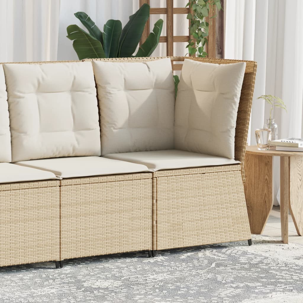 hjørnemodul til havesofa med hynder polyrattan beige billede