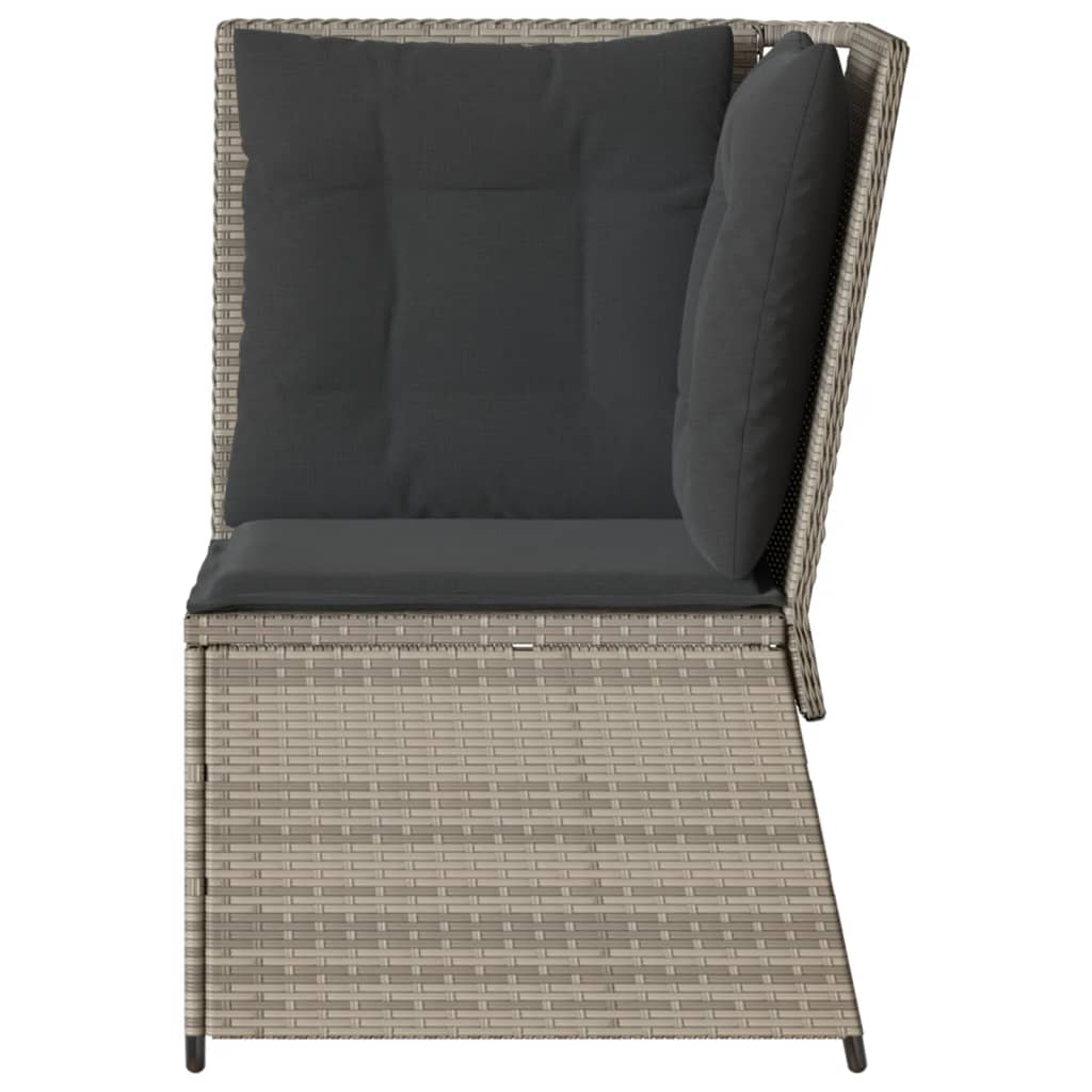 hjørnemodul til havesofa med hynder polyrattan lysegrå
