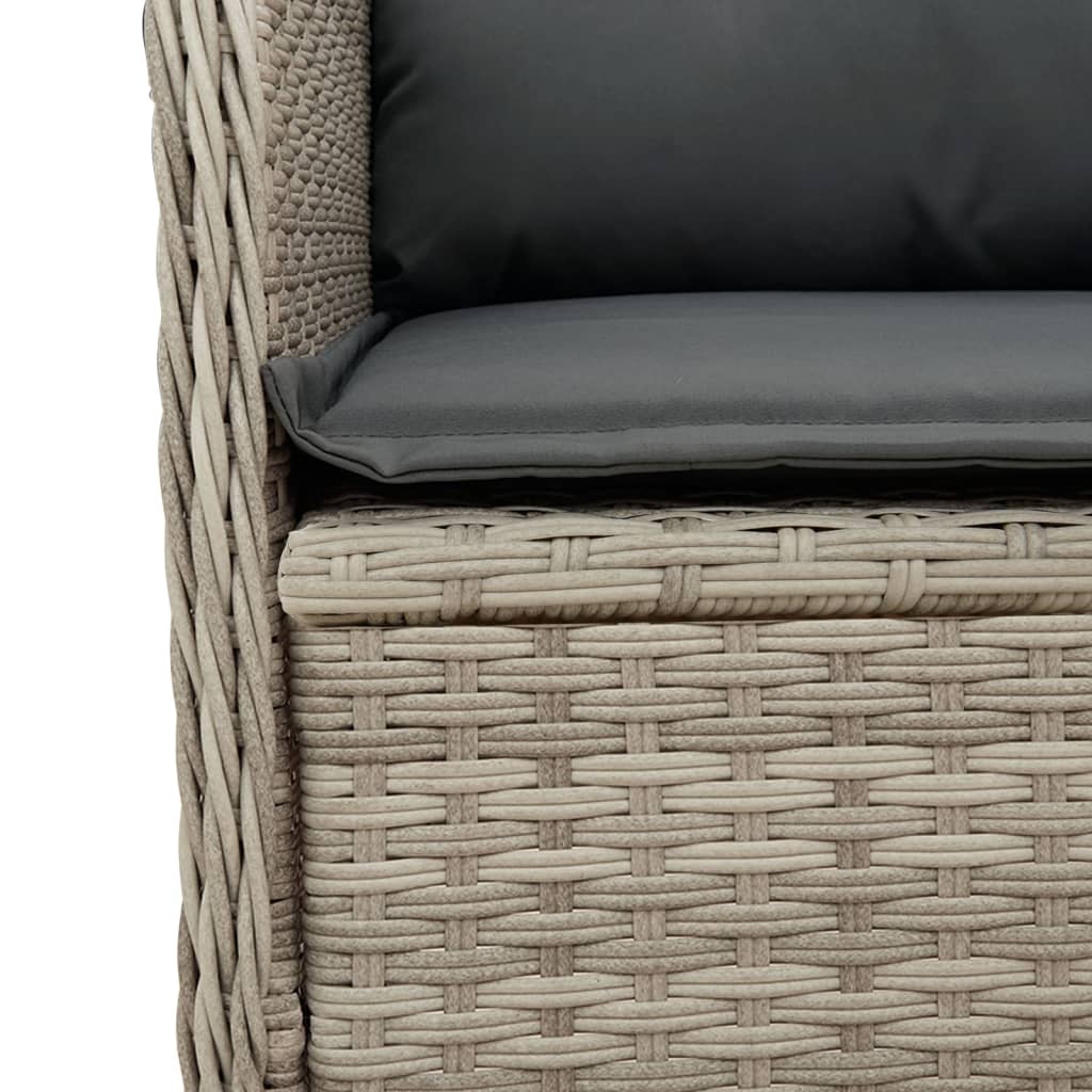 hjørnemodul til havesofa med hynder polyrattan lysegrå