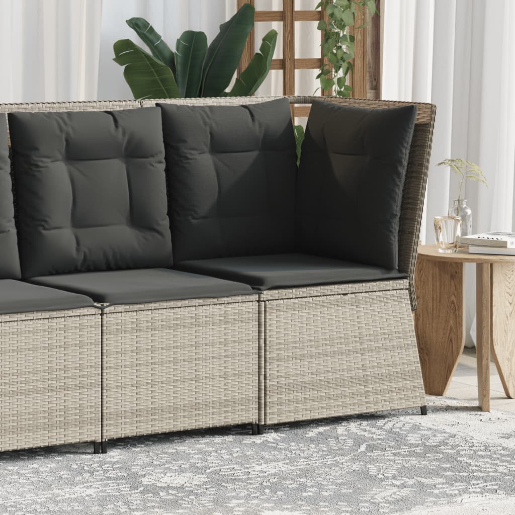 hjørnemodul til havesofa med hynder polyrattan lysegrå billede