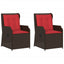 havestole med lænefunktion 2 stk. med hynder brun polyrattan