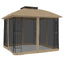 pavillon 2,94x2,94 m dobbelt tag + meshvægge stål gråbrun