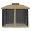 pavillon 2,94x2,94 m dobbelt tag + meshvægge stål gråbrun
