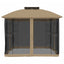 pavillon 2,94x2,94 m dobbelt tag + meshvægge stål gråbrun