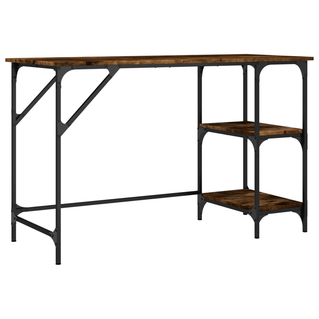 skrivebord 120x50x75 cm metal og konstrueret træ røget eg