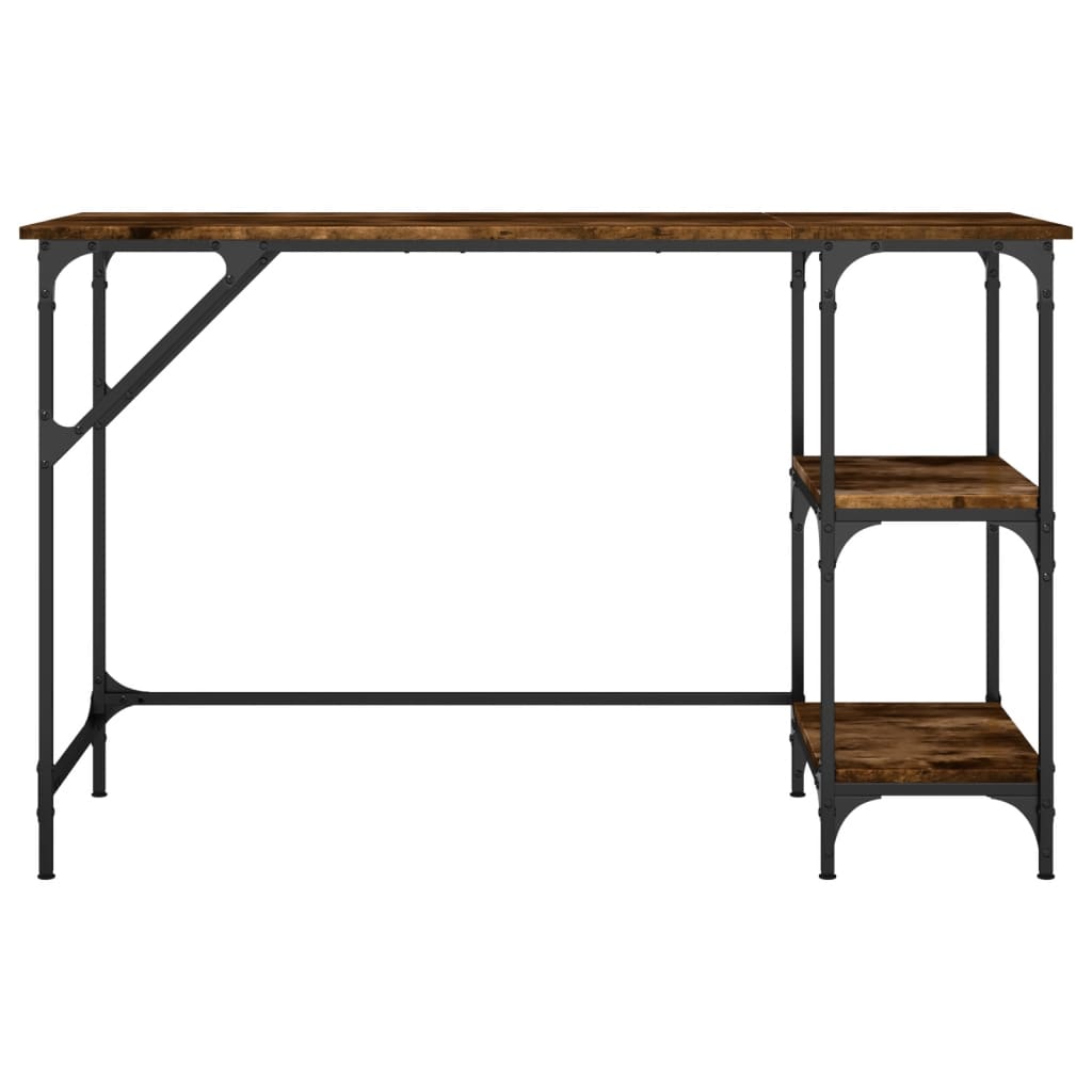skrivebord 120x50x75 cm metal og konstrueret træ røget eg