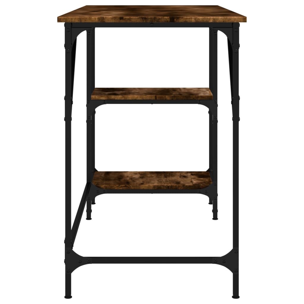 skrivebord 120x50x75 cm metal og konstrueret træ røget eg