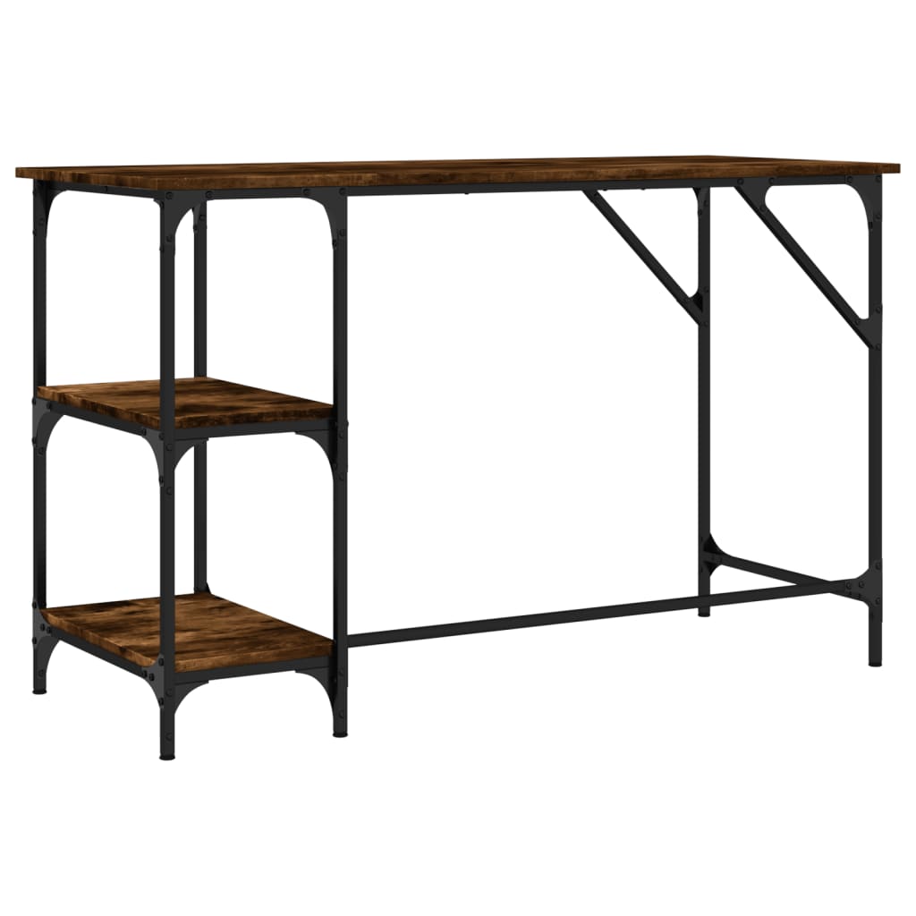 skrivebord 120x50x75 cm metal og konstrueret træ røget eg