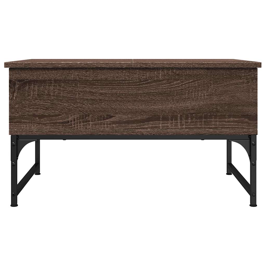 sofabord 70x50x40 cm konstrueret træ og metal brunt eg