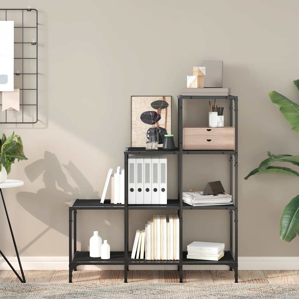 bogreol 92x30x102 cm konstrueret træ og metal sort