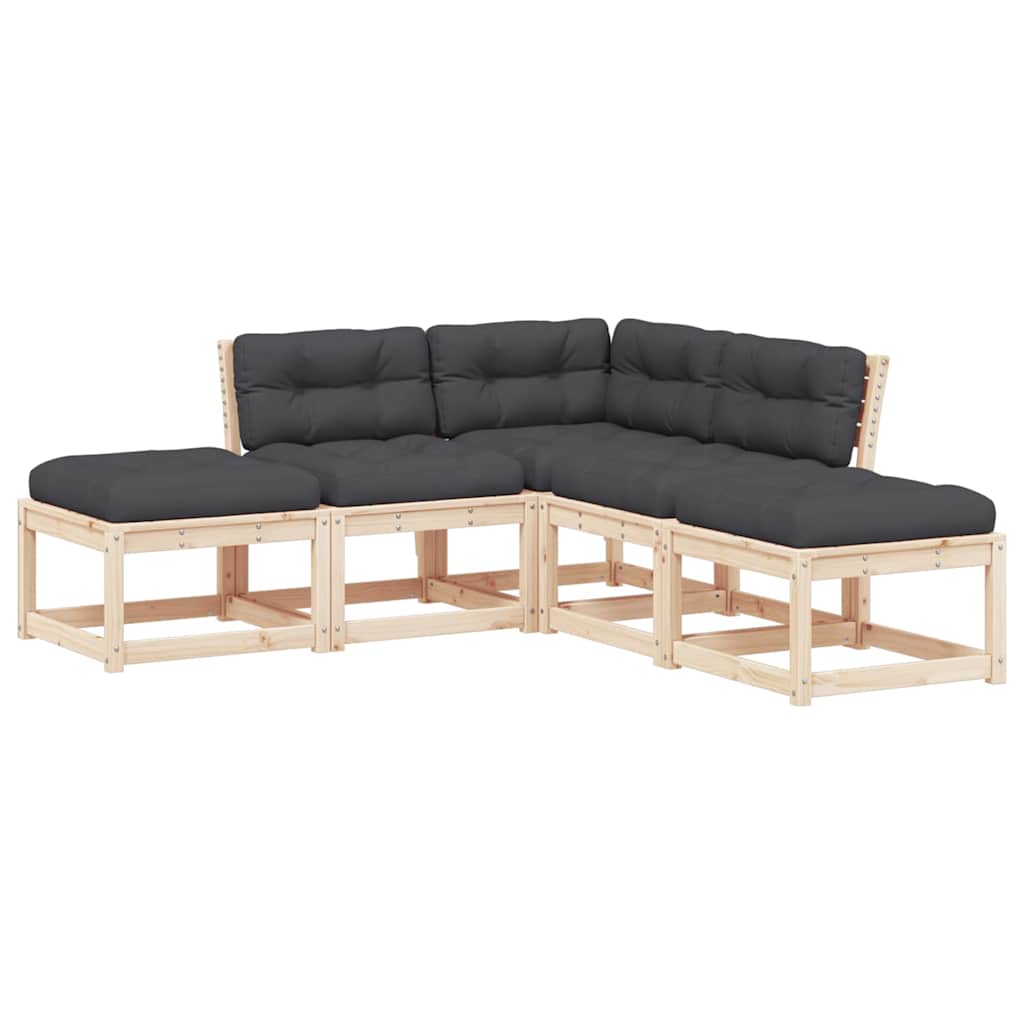 sofasæt til haven 5 dele med hynder massivt fyrretræ