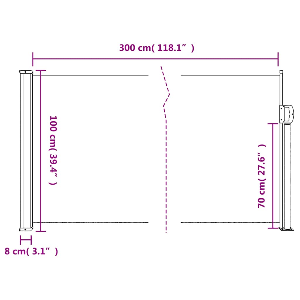 udtrækkelig sidemarkise antracit 100x300 cm