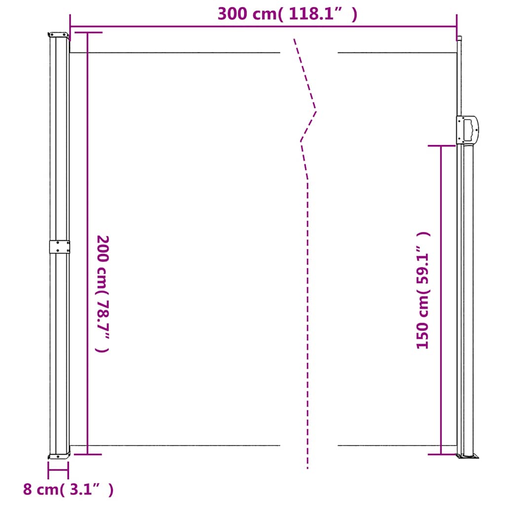 sammenrullelig sidemarkise 200x300 cm beige