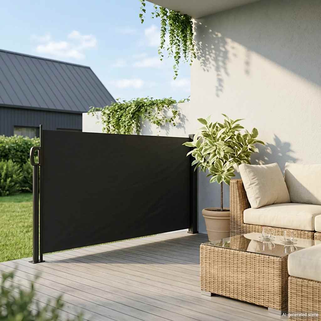 sidemarkise 120x500 cm sammenrullelig sort