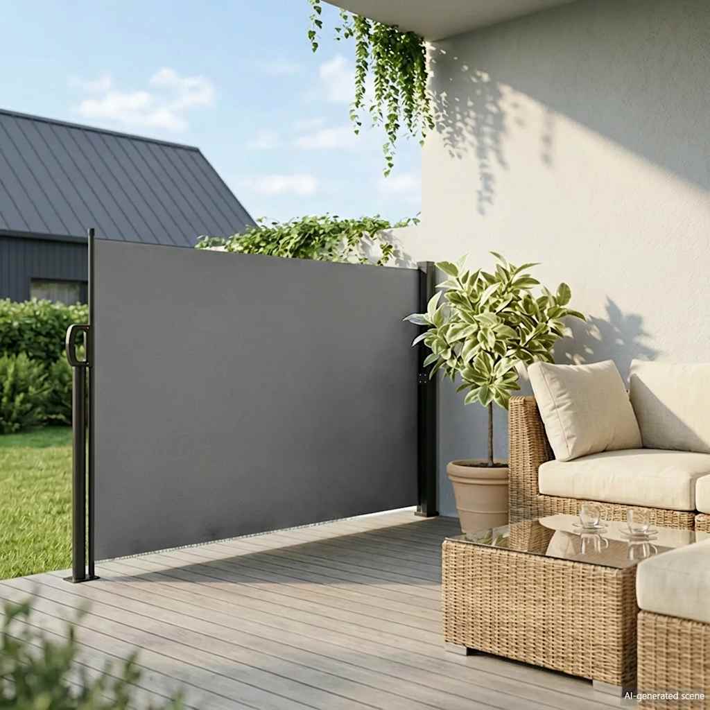 sidemarkise 180x500 cm sammenrullelig antracitgrå
