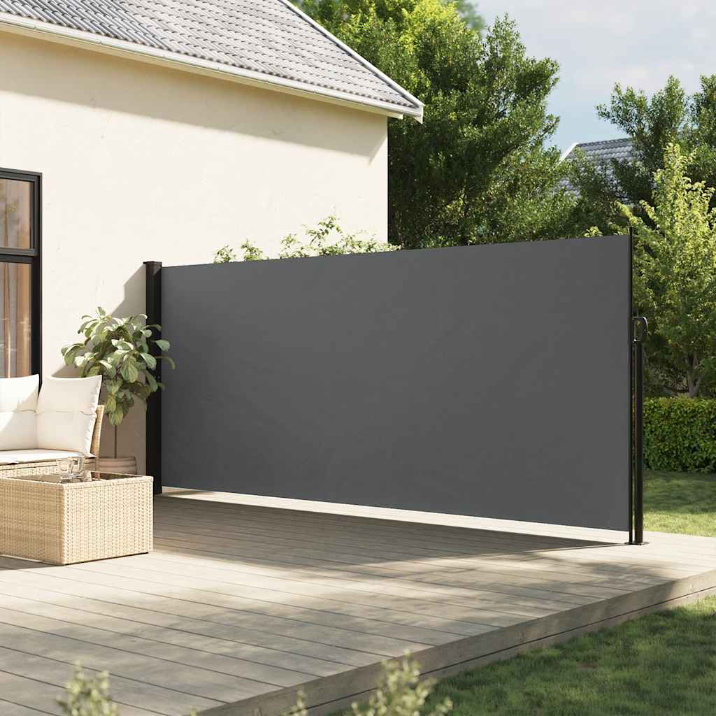 sidemarkise 180x500 cm sammenrullelig antracitgrå
