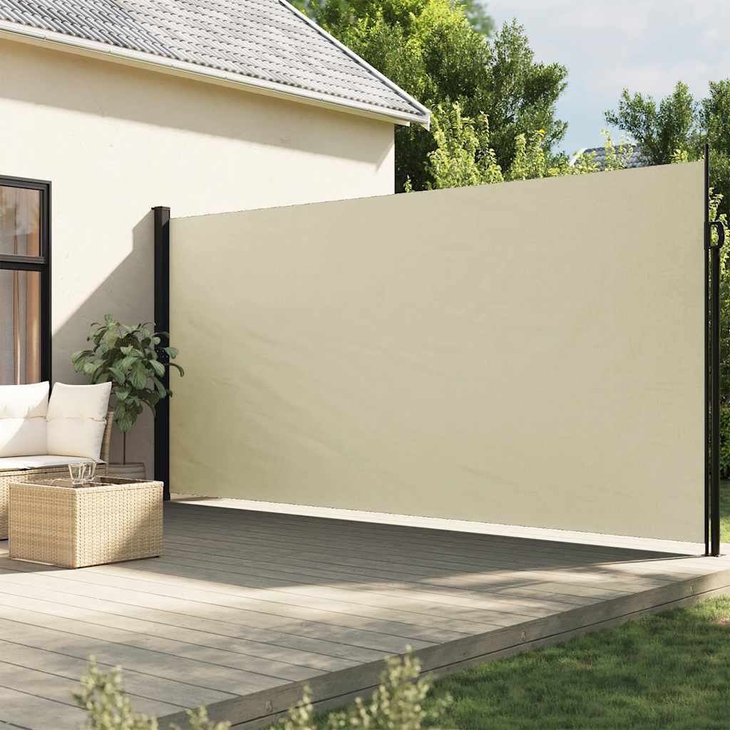 sidemarkise 200x500 cm sammenrullelig cremefarvet