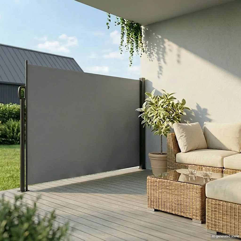 sidemarkise 200x500 cm sammenrullelig antracitgrå