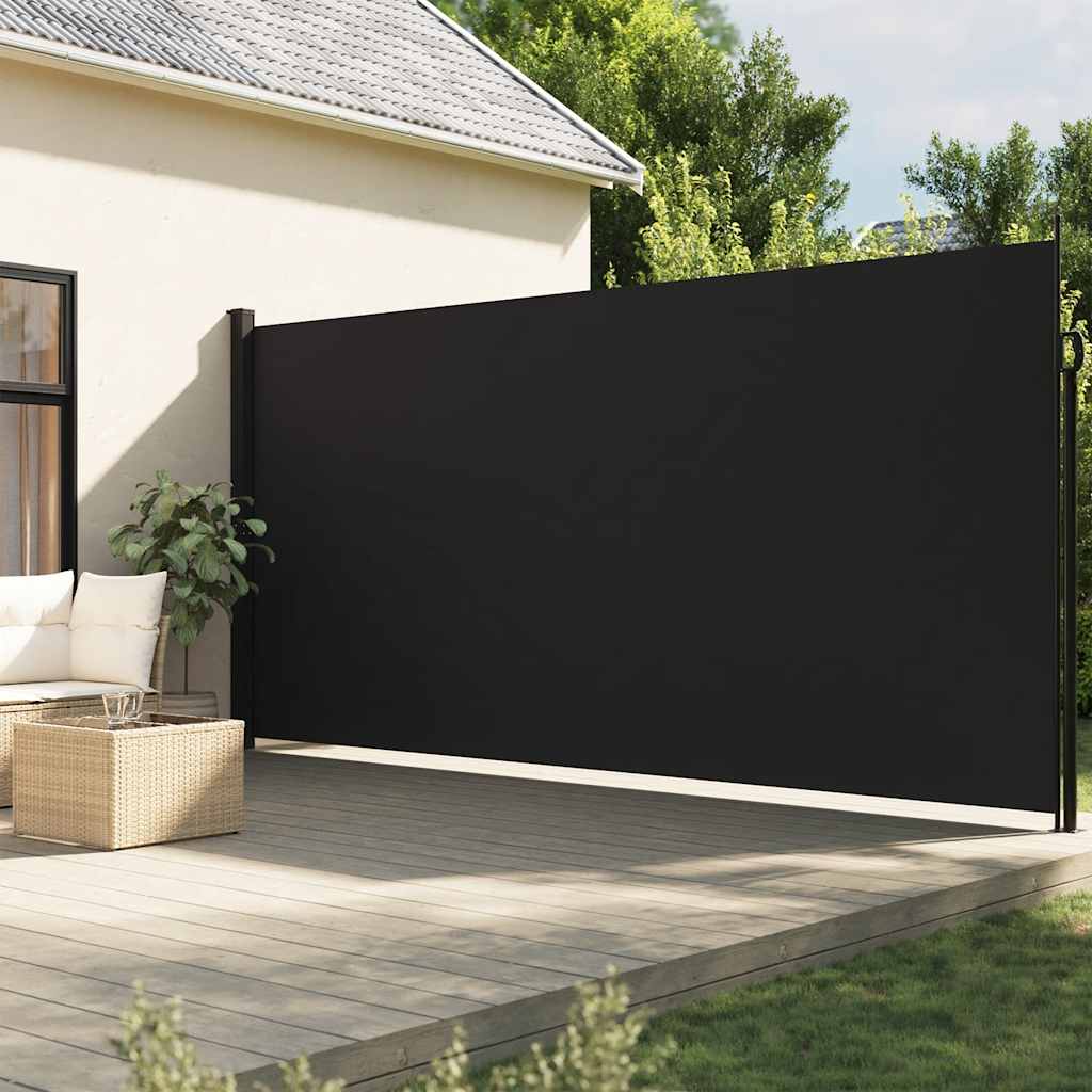 sidemarkise 220x500 cm sammenrullelig sort
