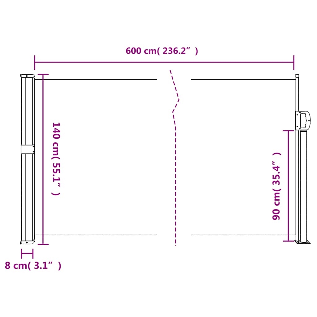 sammenrullelig sidemarkise 140x600 cm beige