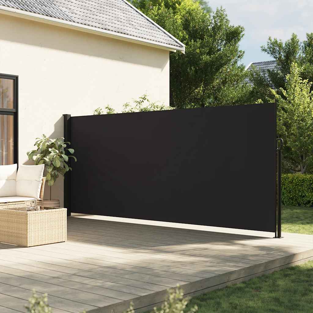sammenrullelig sidemarkise 180x600 cm sort