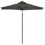 parasol med LED-lys og stålstang 225x225x212 cm antracitgrå