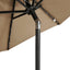 parasol med LED-lys og stålstang 225x225x212 cm gråbrun