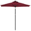 parasol med LED-lys og stålstang 225x225x212 cm bordeauxfarvet