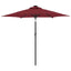 parasol med LED-lys og stålstang 225x225x212 cm bordeauxfarvet