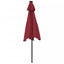 parasol med LED-lys og stålstang 225x225x212 cm bordeauxfarvet
