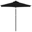 parasol med LED-lys og stålstang 225x225x212 cm sort