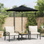 parasol med LED-lys og stålstang 225x225x212 cm sort