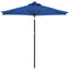 parasol med LED-lys og stålstang 225x225x212 cm azurblå