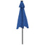 parasol med LED-lys og stålstang 225x225x212 cm azurblå