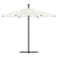 haveparasol med stålstang 269x269x235 cm hvid